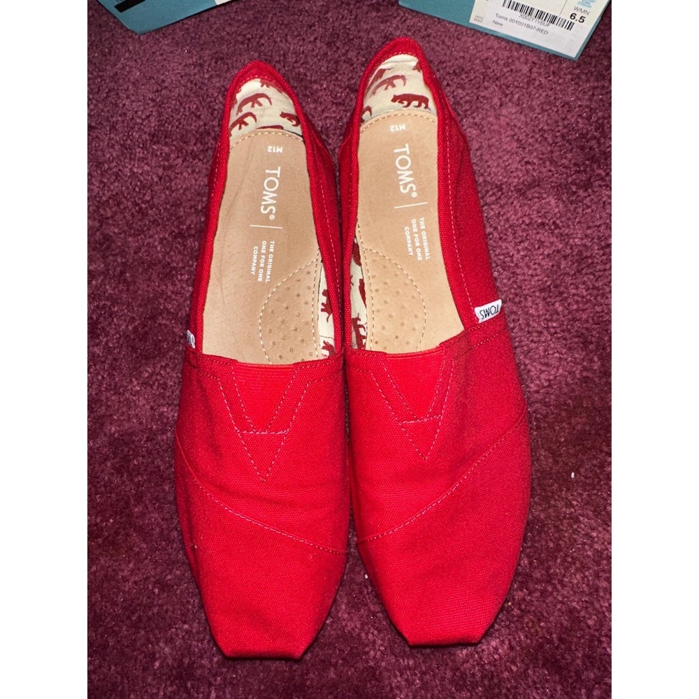 Toms Alpargata Red Canvas Slip On Shoes Flats 001001B07-RED Men's 12